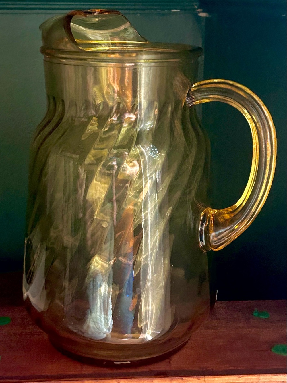 Bartlett-Collins swirl amber vintage glass pitcher